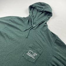 Vineyard Vines Whale Hoodie Mens L Green Pocket Tee Long Sleeve Drawstring Logo