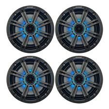 Kicker 6.5" 195 Watt Marine Multicolor LED Speakers Qty 4 w/Charcoal Grilles