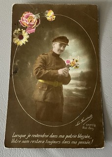 Französische Postkarte 1.WK Soldat Botschaft der Romantik