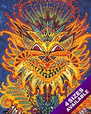 LOUIS WAIN ORNATE FLAMBOYANT CAT ANIMAL PAINTING WILD PET ART REAL CANVAS PRINT