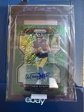 2021 Panini Prizm MATTHEW STAFFORD FOTL GREEN Shimmer /1 Auto 1 OF 1 SSSP RAMS!