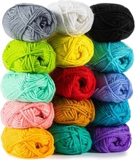 Acrylic Yarn Skeins Set for Crocheting Multicolored 20g Soft Knitting Yarn Skein