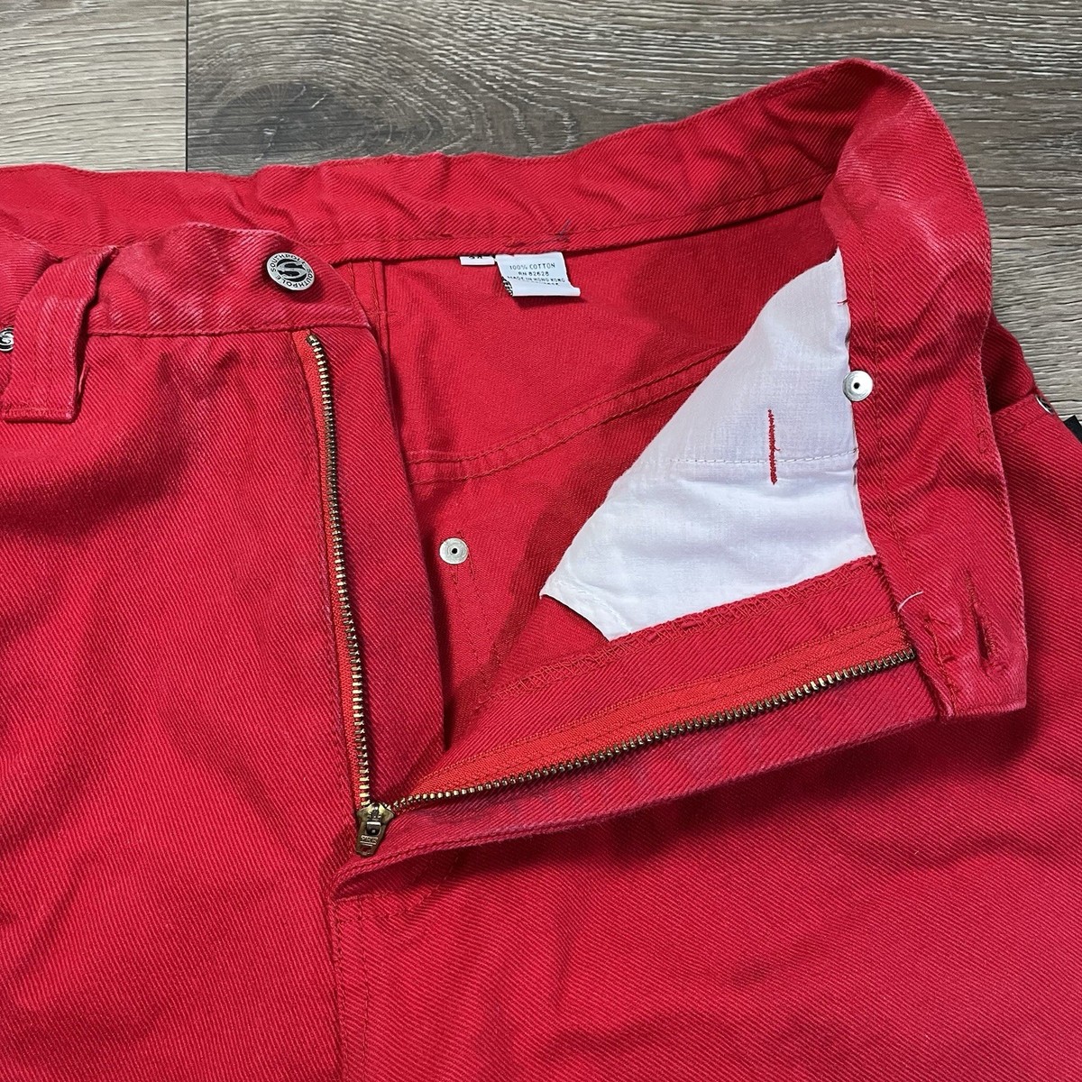 Vintage Y2K SouthPole Red Baggy Jeans Mens Size 34x33 Embroidered
