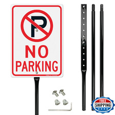 Faittoo Large No Parking Sign with 54" Metal Thick Stake, 14"x10" Rust Free Heav
