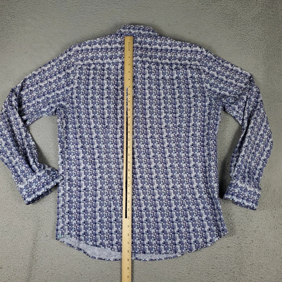 Robert Graham Shirt Mens Medium Blue Geometric Button Up Long Sleeve - Image 3 of 4