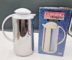 Vintage Corning Thermal Server Hot or Cold Stainless Steel 1-Quart New/Open Box
