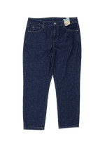 M&S Women's Jeans Size 14 Long Indigo Blue Cropped Slim Pockets Zip New