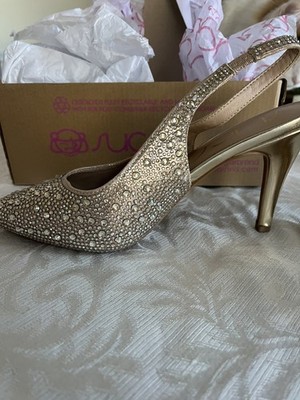 sugar Light gold fab/stones 8 M. high heeled shoes (IT25)