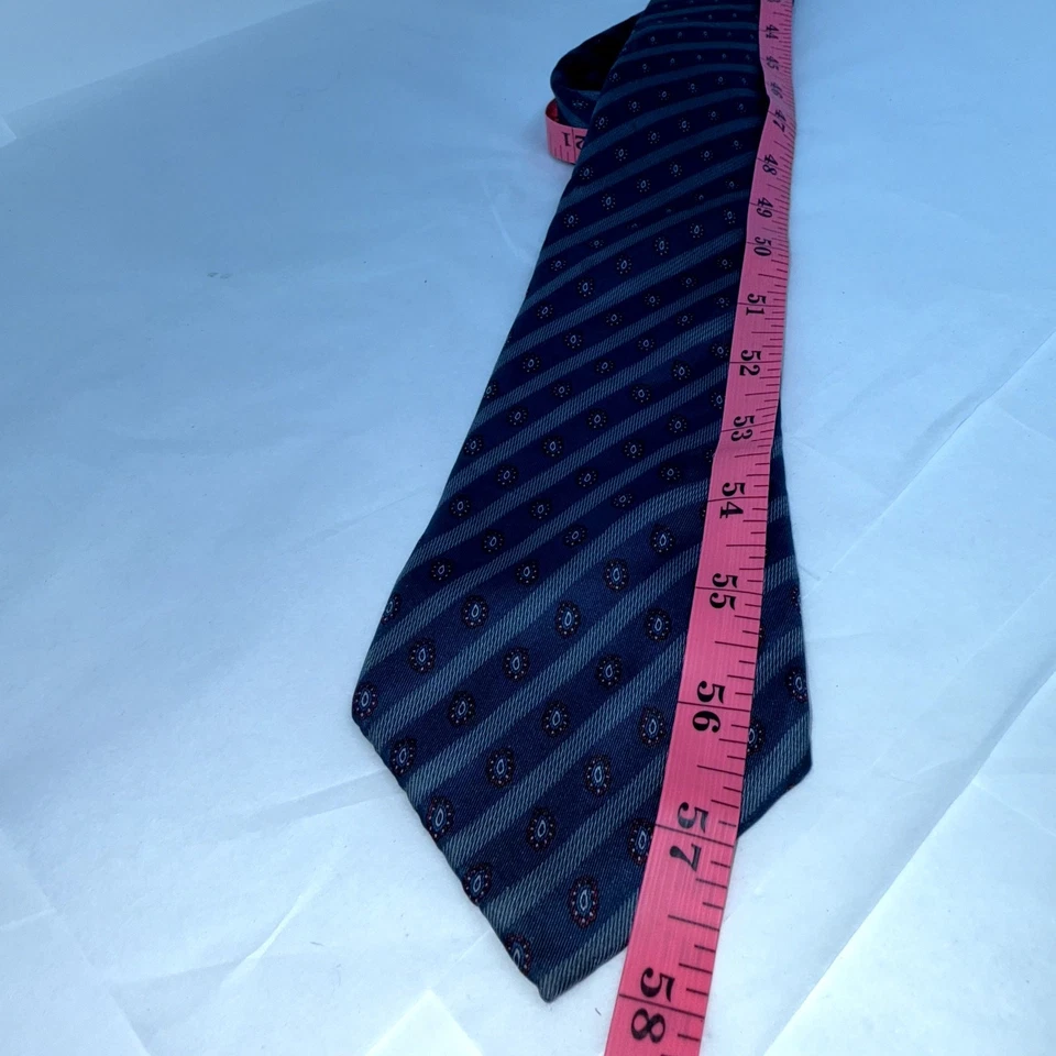 Corbata Yves Saint Laurent Hombres Azul Rayas Paisley Seda Lujo Negocios YSL Foto 4 de 4