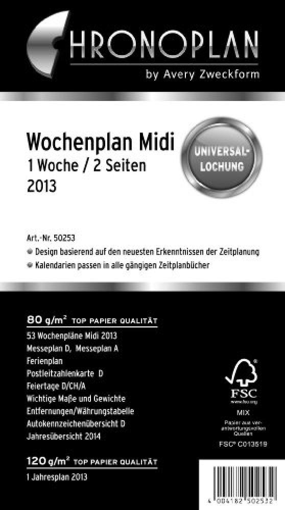 Chrono Plan 50253 kalendarium settimana Plan Midi, 1 settimana/2 pagine, 2013, D