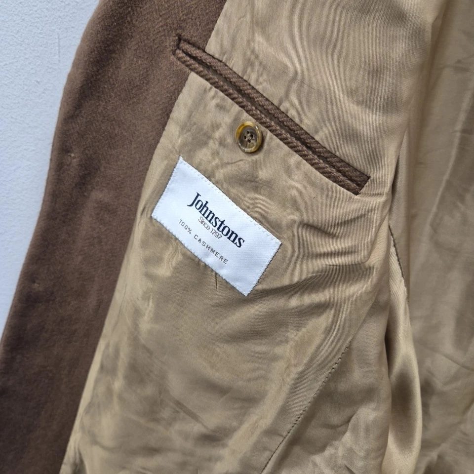 Johnstons Of Elgin Herringbone Cashmere Sports Races Blazer Jacket Size 38 - Image 4 of 4