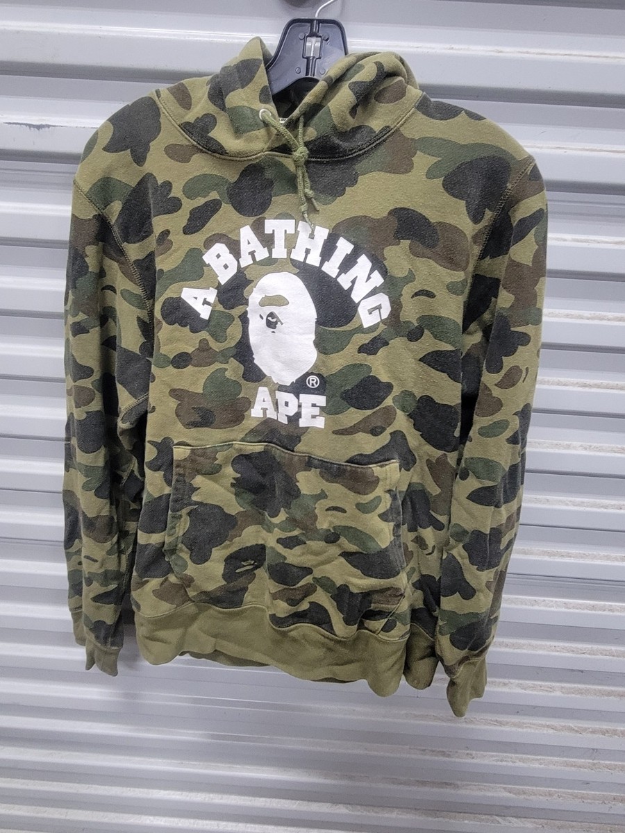 Authentic a bathing ape bape 1st camo college pullover hoodie