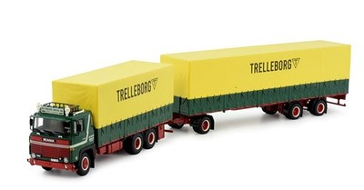 TEKNO, SCANIA 141 Palms 6x4 Forwarder mit 3-Achs-Anhänger TRELLEBORG, 1/50, T...