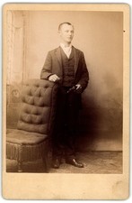 Cabinet Card Circa 1880s J.L. Smith Handsome Man In Suit Zanesville Ohio