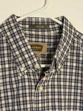 The Foundry Supply Co Shirt Mens LT Blue Plaid Easy Care Long Sleeve Button Down