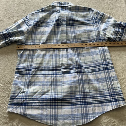 Brooks Brother Button Up Shirt Men XL Blue Madras Plaid Regent Non Iron Supima - Picture 4 of 6