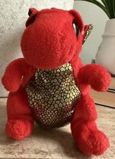 Ty Beanie Baby "Legend" Red 9"  Plush Dragon Metallic Wings 2015 Collect VISIT!!