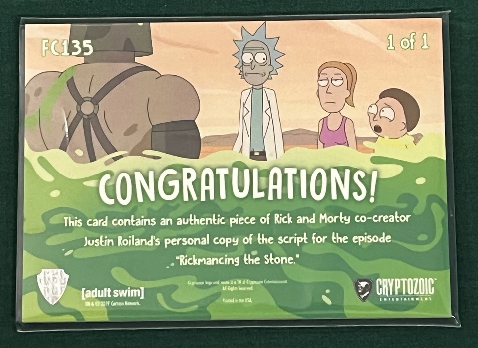Rick and Morty Cryptozoic Season 3 Final Cut Memorabilia FC135 1/1 Morty - Image 3 of 4