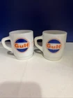 New ListingGulf Oil Vintage Anchor Hocking Fire-King Milk Glass Gulf Oil Coffee Mugs