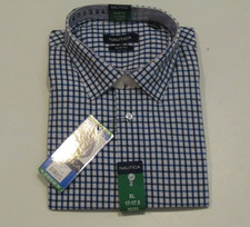 NAUTICA Blue White Button Up Collared Performance Dress Shirt XL 32/33 NWT Mens