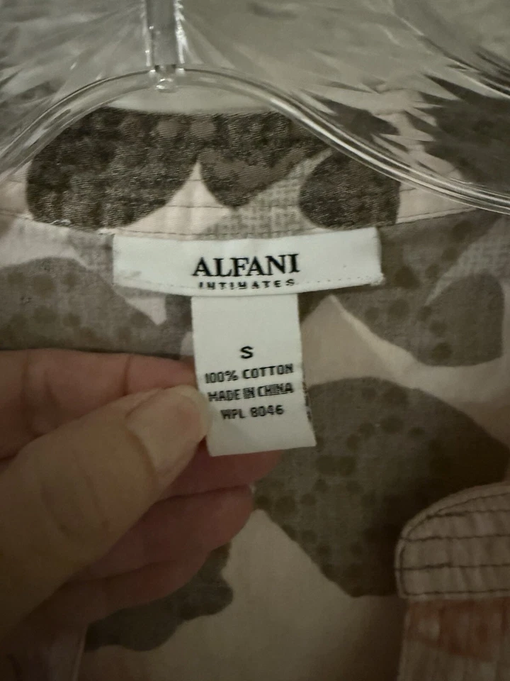 Camisón floral Alfani Intimates rosa/gris cuello en V 100 % algodón usado en excelente estado para mujer S Foto 4 de 4