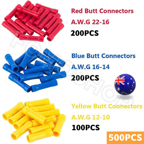 50-1000pcs Insulated Straight Butt Connectors Electrical Wiring Crimp Terminals - Picture 30 of 31