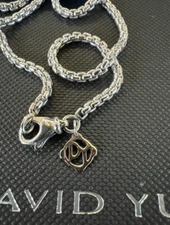 💯Authentic David Yurman 2.7mm x 18” Sterling Box Chain w/14k Gold DY Logo!