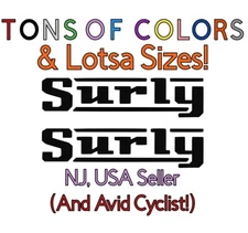 TWO Surly Downtube (Or Wherever!) Vinyl Decals - Many Sizes/Colors FREE Ship