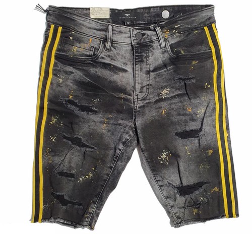 JORDAN CRAIG MENS STRIPED DENIM SHORTS BLACK YELLOW GOLD POLLEN JORDAN  RETRO | eBay