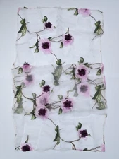 Kate Landry Sheer Large Long White & Pink Floral Design Scarf 28” x 70”