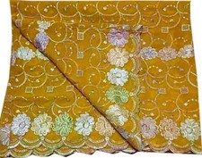 Heavy Yellow Vintage Dupatta Georgette Embroidered Long Stole Wrap scarf Hijab