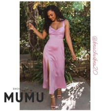SHOW ME YOUR MUMU Mina Midi Dress Purple Pink Luxe Satin Medium NWT O-164