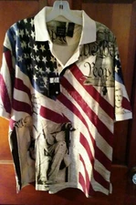Cotton Traders Sport L American Flag 100% Cotton Lincoln Polo Made In Bangladesh