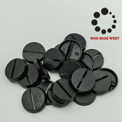 Lot Of 20 25mm Round SLOT Bases Used For Warhammer 40k + AoS Games Workshop Bitz