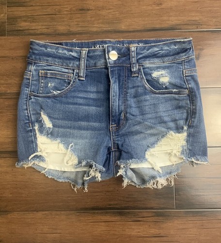 Hi-Rise Shortie Denim Shorts - Size 