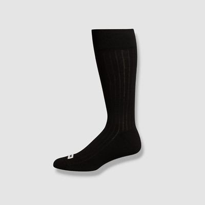 $110 Jil Sander Men's Black 1-Pair Cotton Ribbed Logo Italy Crew Socks Size M
