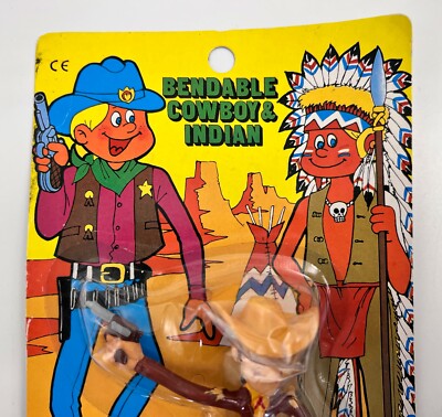 Vintage Bendable Cowboy and Indian Action Figure Sealed New | eBay