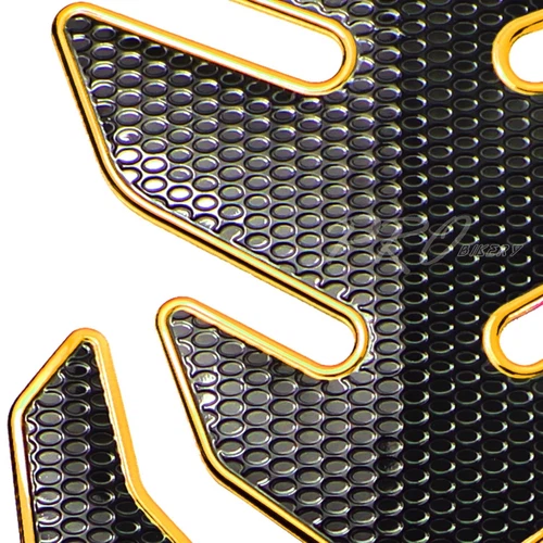 4PCs Perforated Black Tank Pad+Fuel Cap Cover 98-99 R1/R6 YZF/FJ/FJR Chrome Gold - Picture 8 of 11