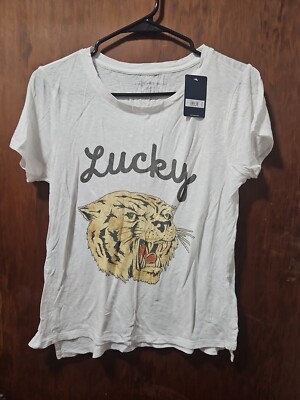 Lucky Brand Tiger T-shirt White  Sz Small S 