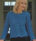 Ladies Knitting Pattern Cardigan with scalloped lace edge. 30-40" DK  646
