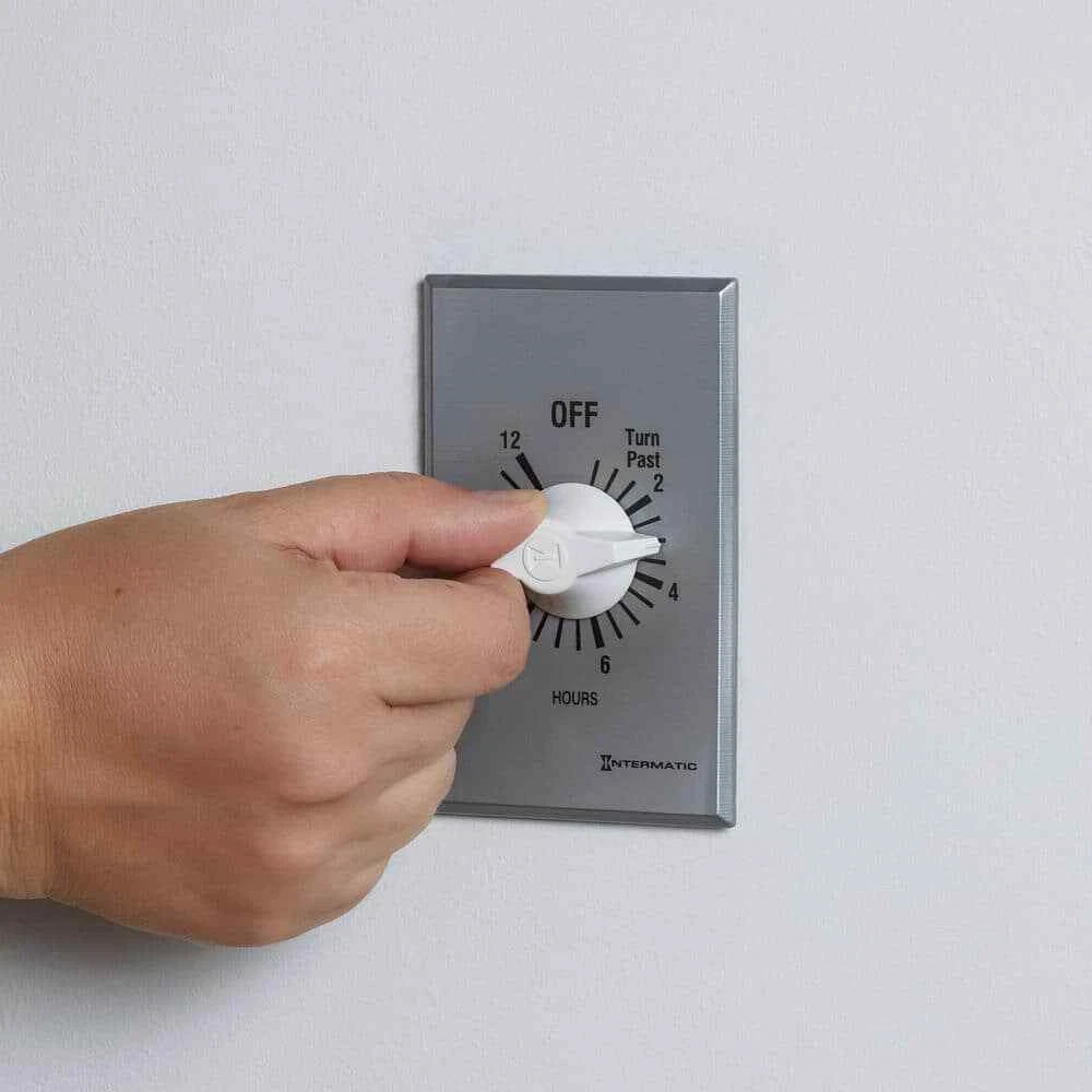 12 Hour Timer for Whole House Fans Automatic, Face Plate Gray Plastic Finish