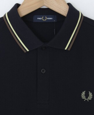Perry M3600 Fred Perry Polo Yellow Black Fred Perry Twin Tipped