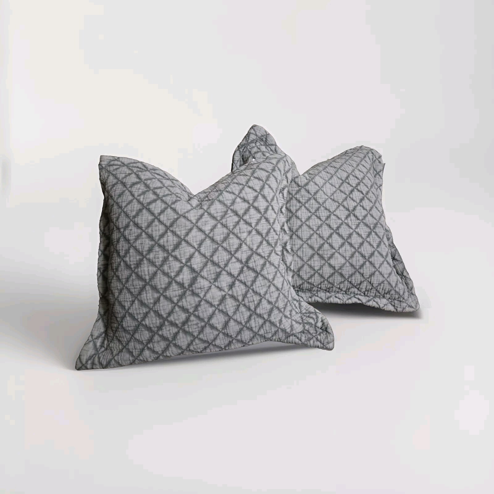 2 Gray Pillow Cases 100% Italian Cotton