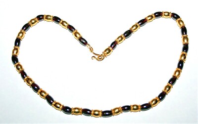 Vintage 1992 Signed MMA WAG Gold plated Brass & Garnet Beads 17'' Necklace