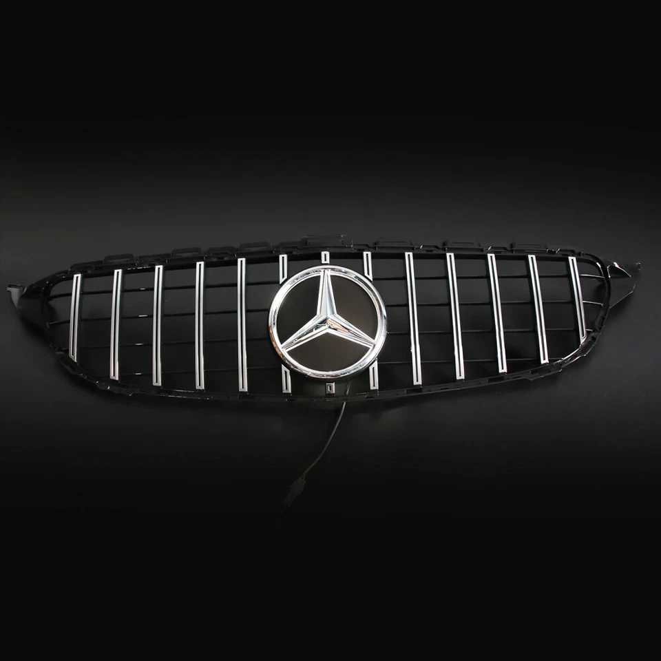 Front Grille Grill w/LED Star Fit 2015-2018 Mercedes Benz W205 C180 C200 C300 - Image 3 of 4