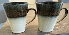 Pair Mug M6T2 by Mastercuisine 4 3/4" China Cream, Brown, Blue Sponge