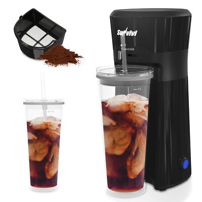 20 Oz Iced Coffee Maker For Ground Coffee Cold Brew Tea Maker With Reusable Coff