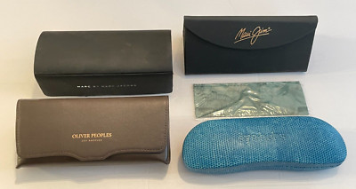 Lot of 4 Designer Sunglass Glasses Cases Maui Jim Oliver P Marc by Marc Eyebob