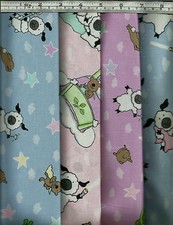 Tucharbeiten - Newtons Wiegenlied Träume - 100 % Baumwollstoff - Schafe - Sterne - Mond