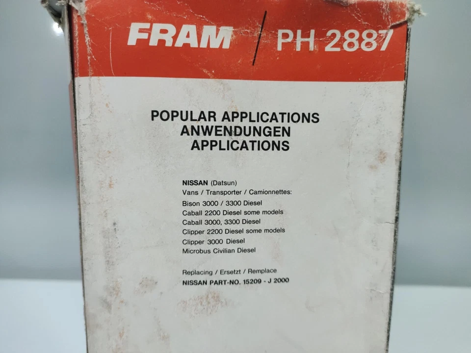 Filtro de aceite FRAM PH 2887 PH2887 para camioneta Nissan D21 Bison Caball Clipper Foto 4 de 4